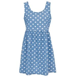Polka Dot Light Denim Baby Doll Dress